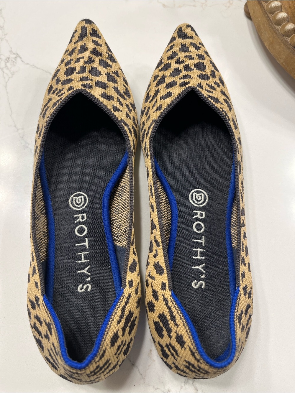 Rothy's Leopard-Print Pointed Flats in Tan and Black - Picture 2 of 4